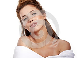 woman before spa treatment photo