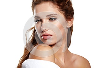 Woman before spa treatment photo