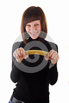 Woman and spaghetti