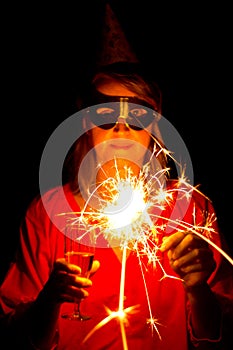 Woman with sparkler