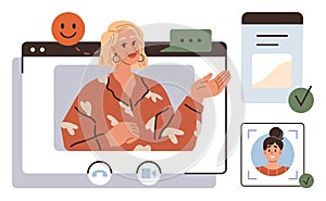 Virtual Communication and Online Learning with Video Call Interface and Profile Management