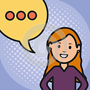 Woman and speech bubble with consecutive points