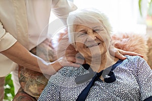 Woman spending time with her elderly mother