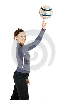 Woman spinning ball