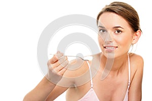 Woman with spoon photo