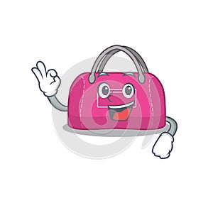 Woman sport bag mascot design style showing Okay gesture finger