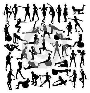 Woman Sport, fitness and Gym Activity Silhouette
