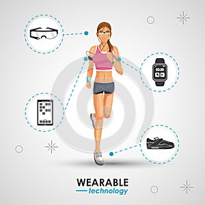 Woman sport jogging wearable technology