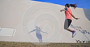 Woman sport and rope skipping