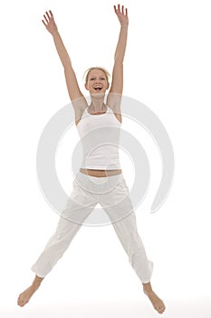 Woman in sportswear jumping