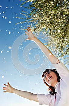 Woman at spring bloom