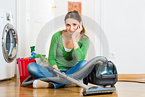 Woman at the spring cleaning