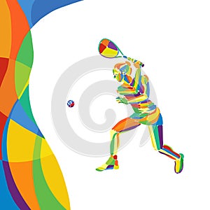 Woman squash player abstract colorful vector illustration eps10