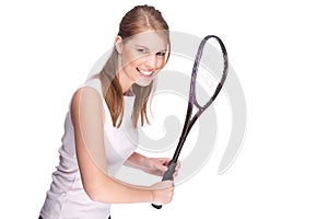 Woman with squash racket