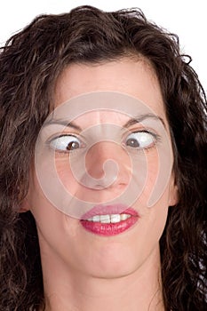 Woman squinting photo