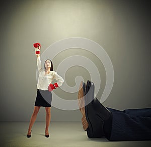 Woman standing near big legs