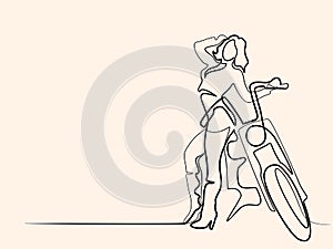 Woman standing near motorbike