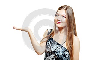 Woman standing open palm