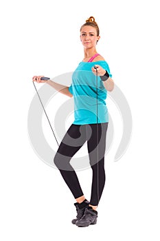 Woman Standing with Skipping-rope