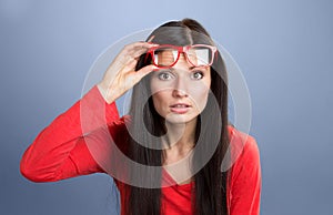 Woman staring at camera