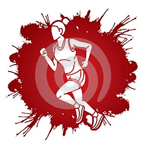 A Woman Start Running Action Marathon Runner Cartoon Sport Graphic