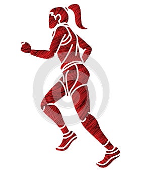 A Woman Start Running Action Marathon Runner Cartoon Sport Graphic