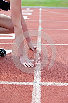 Woman on the starting block