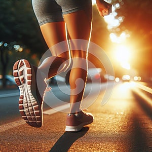 Woman starts her jog early morning run