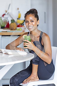 Woman staying healthy at home