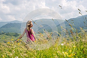 Woman staying at the Mountains