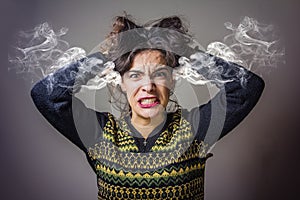 Woman steaming with rage