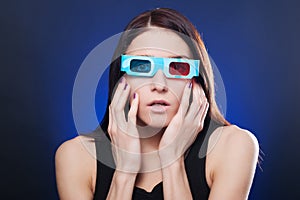 Woman in stereo glasses