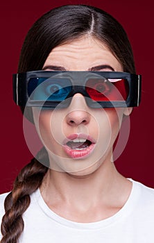 Woman in stereo glasses