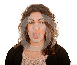 Woman sticking her tongue out