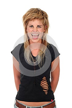 Woman sticking out her tongue