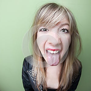 Woman Sticks Her Tongue Out