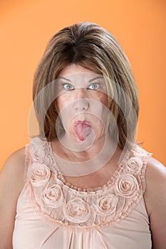 Woman Sticks Tongue Out