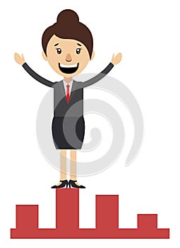 Woman on stock increment , illustration, vector photo