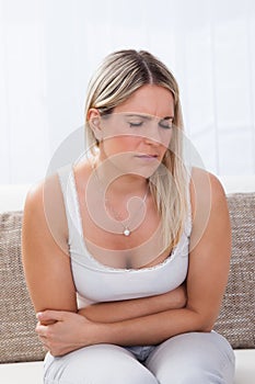 Woman with stomach ache