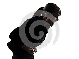 Woman stomach pain cramp silhouette