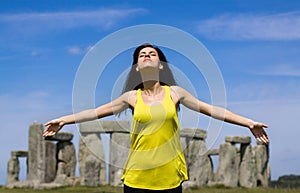 Woman at Stonehenge (England)