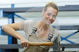 woman stonemason in workshop