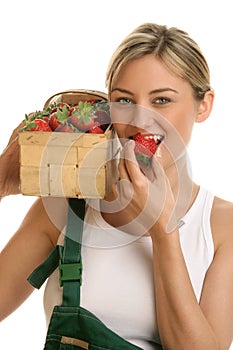 Woman with strawberries