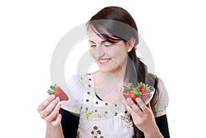 Woman with strawberries