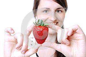 Woman with a strawberry