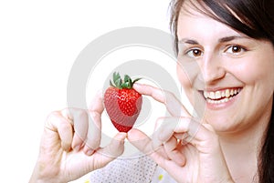 Woman with a strawberry