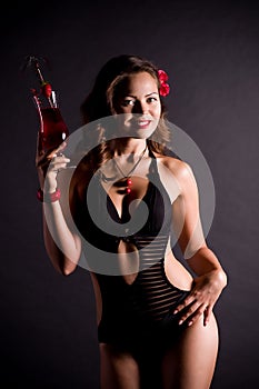 woman with strawberry cocktail