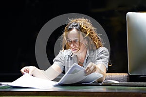 Woman in stress in front of computer