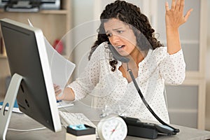 woman with stress in office