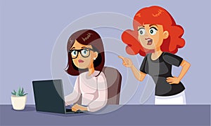 Woman Stressed at the Office by Her Boss Vector Cartoon